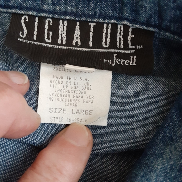 SIGNATURE by Jerell, USA,  Denim, Unlined, Suede & Stud Embellished Shirt, Ctg - Picture 7 of 9
